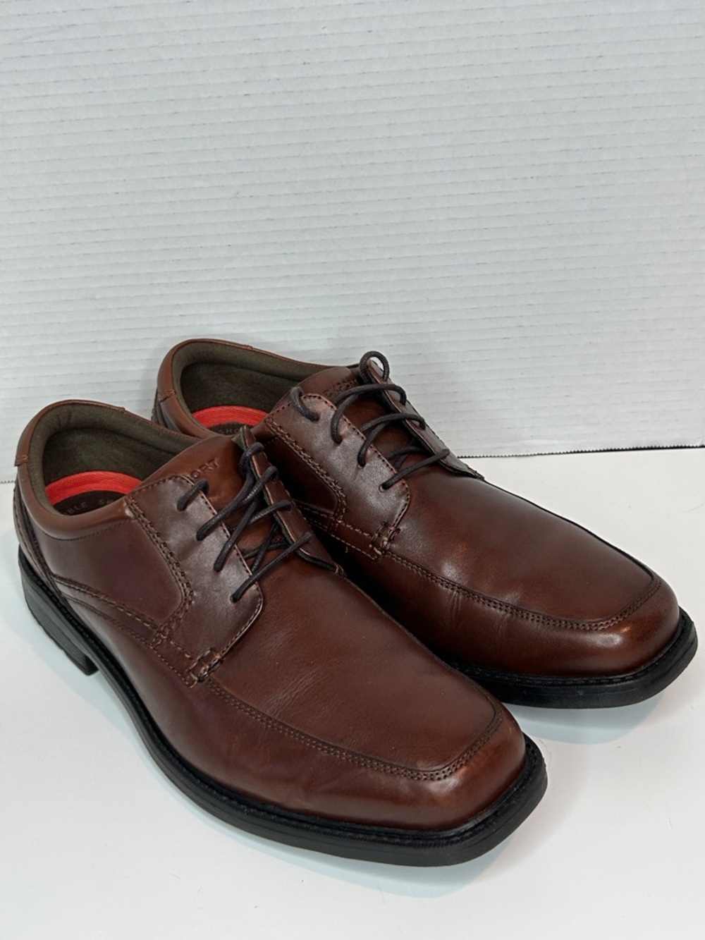 Rockport Walkability Mens 11W Brown Leather Oxford Dress Shoes Wide Comfort